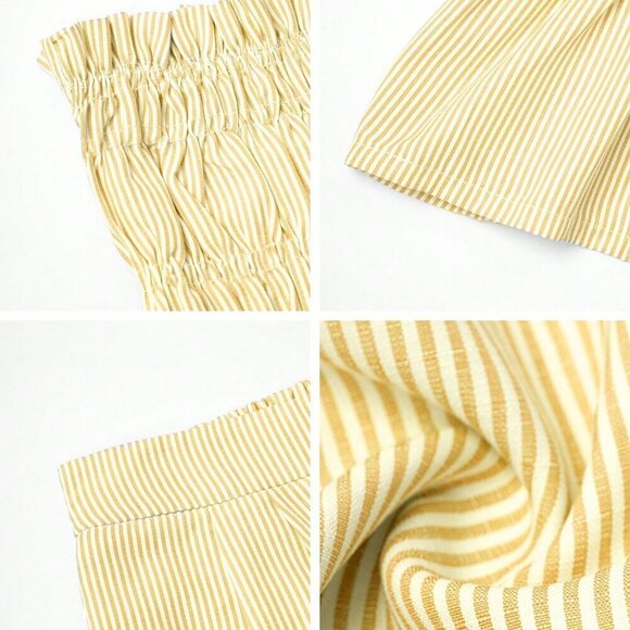 Yellow Boho Womens Striped tube Top And Shorts Set - Picture 7 of 11